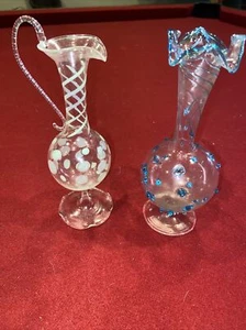 Bimini Werkstatte Art Glas Krug & Vase mit Fuß gepunktet - Bild 1 von 19