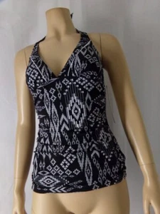 PROFILE GOTTEX halter Tankini Top size 6 Peruvian nights black white NWT - Picture 1 of 5