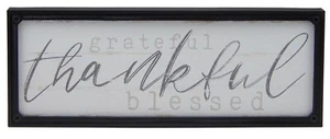 Grateful Thankful Blessed Farmhouse Sign Rustic Shelf Sitter Home Decor Print - Picture 1 of 2