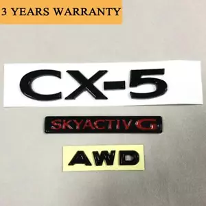 3pc For CX-5 AWD SKYACTIV G 2020-2024 Hatch Badge Emblem Sticker Gloss Black Red - Bild 1 von 7