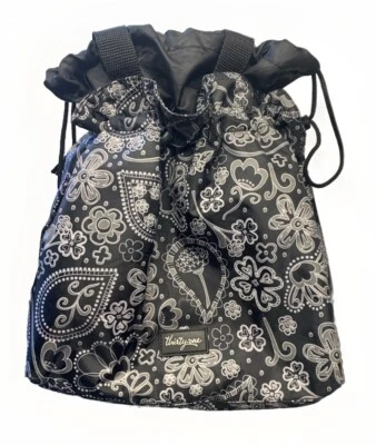 Bolso de Almuerzo Thirty One Bolso de Mano Aislado Negro Gris Floral Cordón Multiusos Foto 1 de 4