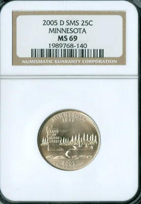 2005 D MINNESOTA STATE QUARTER NGC MS69 SMS FINEST GRADED  * - Image 1 of 2