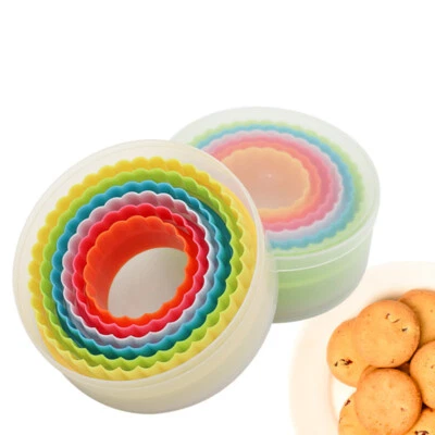 6PC Round Cookie Cutter Set Shapes Random Color Circle Pastry Moulds for Baking