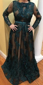 Womens Jovani Emerald Green Evening Gown Size 4 - Picture 1 of 7