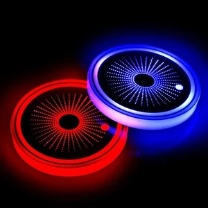 Streifen LED Getränkehalter Lichter, 2 Stück Auto Untersetzer mit 7 Farben Le-005 - Bild 1 von 7