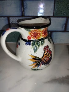 Vintage 2001 Julie Ueland Enesco Ceramic Pottery Rooster Chicken Pitcher - Picture 1 of 6