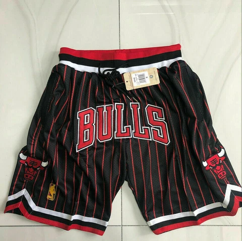 Men Embroidered Ball Pants Chicago Bulls Swingman Basketball Shorts black S-3XL Cover