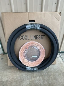 ICOOL 25’ X 7/8” COPPER 25’ 30’ Line Set 1/2” Black Insulation HVAC MINISPLIT - Picture 1 of 4