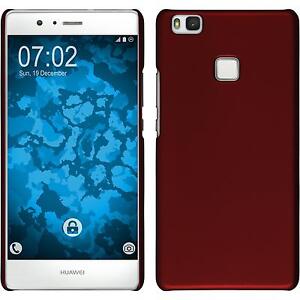 Hardcase für Huawei P9 Lite Hülle rot gummiert + 2 Schutzfolien