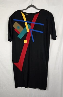 Vestido Vintage Oleg Cassini Retro Años 80 100% Seda Diseñador Geométrico Cambio Talla 14 Foto 1 de 4