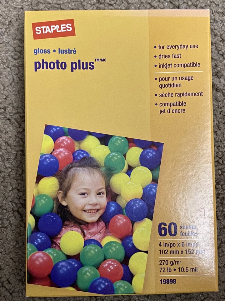 "Papel brillante Staples Photo Plus 60 hojas 4"" x 6""" Foto 1 de 3