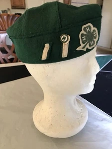 1950s 4-H Club Members Green Four-Leaf Clover Patch Hat Cap Size Medium - Bild 1 von 6