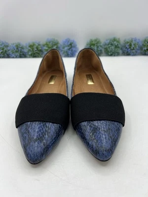 Halogen Womans Snake Skin Leather Blue Flat Shoes Size 6.5M - Image 1 of 4