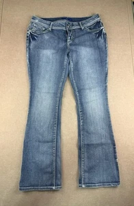 APT 9 Jeans Womens Size 12 Blue Bootcut Embellished Pockets Stretch Mid Rise - Picture 1 of 12