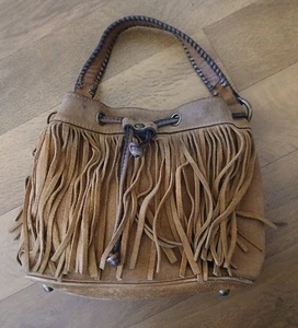 PATRICIA NASH brown suede fringe bucket bag - Picture 1 of 12