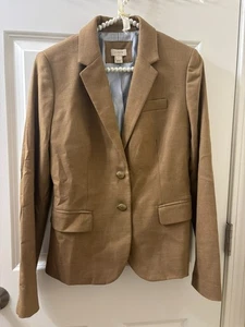 J Crew DAMEN Original Schuljungen Blazer Wollmischung Camel Braun Preppy GR. 4 BÜRO - Bild 1 von 11