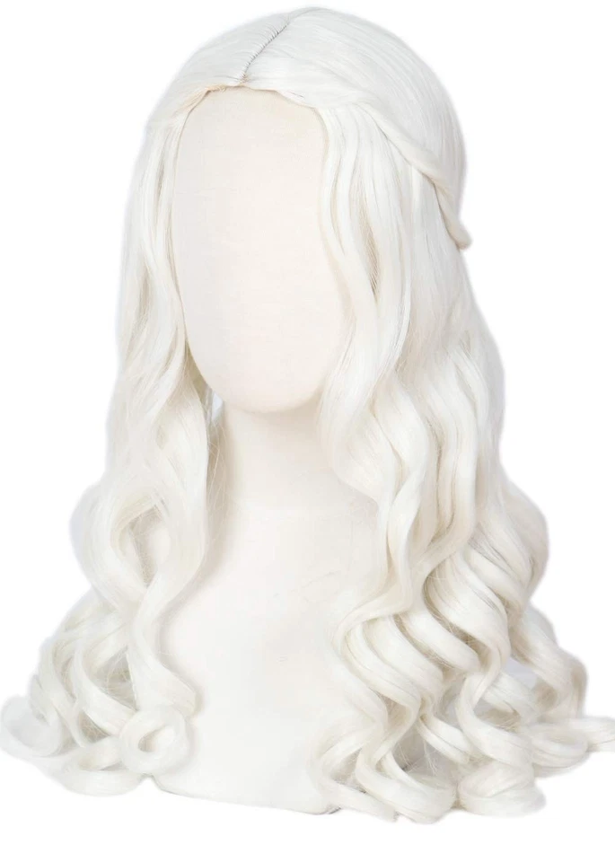 Women Girl's White Blonde Long Wavy Wig Halloween Cosplay Costume Queen Adult
