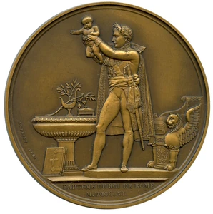 FRANCE 1811 NAPOLEON BAPTISM OF THE KING OF ROME BRONZE RESTRIKE MEDAL 68MM 151G - Picture 1 of 4