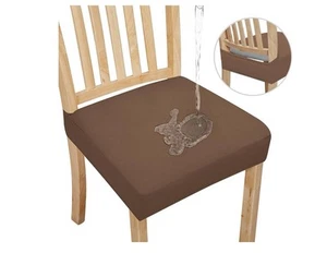 100% Waterproof Seat Covers SlipCover for Dining Room Chairs Set of 2, Brown - Picture 1 of 7