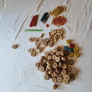 Vintage THE ORIGINAL TINKER TOY Set 1960s No Box 219 Pcs - Picture 1 of 6