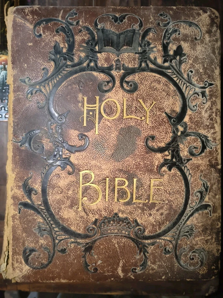Holy Bible Self Pronouncing Edition 1892 Leather Bound exceptionally rare. - Image 1 of 4