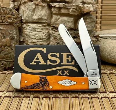 Case XX USA Persimmon Bone TIGER Diamond XX Trapper 1/500 Pocket Knife