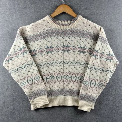 Suéter De Colección Eddie Bauer Para Mujer Mediano Pastel Lana Fair Isle Nordic Birdseye Foto 1 de 4