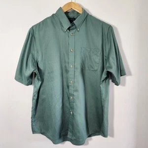 Lands End Mens XXL Cotton Twill Button Down Short Sleeve Shirt Green - Picture 1 of 8