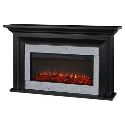 Real Flame Sonia 69" Landscape Solid Wood and Glass Electric Fireplace in Black - Image 1 of 4