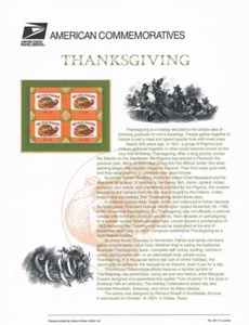#641 34c Thanksgiving Stamp #3546 USPS Commemorative Stamp Panel - Picture 1 of 1