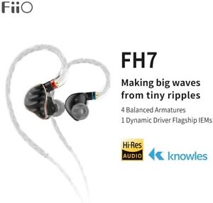 FiiO FH7 5-Drive (1DD+4BAs) Hybrid HiFi Headphone w/Replaceable Sound Filters