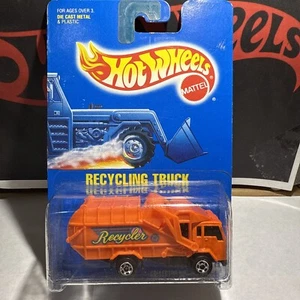 1991 MATTEL HOT WHEELS 2073 ORANGE RECYCLING TRUCK COLLECTOR NO. 143 WORKHORSES - Picture 1 of 6