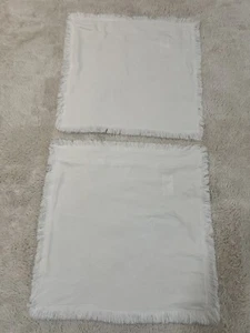 ATLINIA cremeweiß Leinenmischung Fransen Shabby 2er Set Kissenbezüge Reißverschluss 20 Zoll - Bild 1 von 23