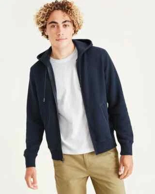 Мужская флисовая толстовка с капюшоном на молнии DOCKERS темно-синяя размер M рекомендуемая розничная цена производителя 78 долл. США - Изображение 1 из 4