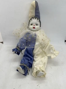 Porcelain Clown Over 30 Years Vintage Dressed No Chips - Picture 1 of 10