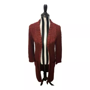 No Boundaries Maroon Red Long Sweater Cardigan Large Warm Classic Crochet - Picture 1 of 8