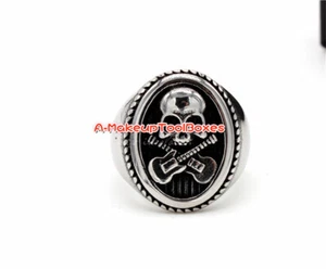 Para hombres Gótico Acero Inoxidable Calavera Guitarras Anillo Dedo Joyería Talla 7-12# J312 - Imagen 1 de 7