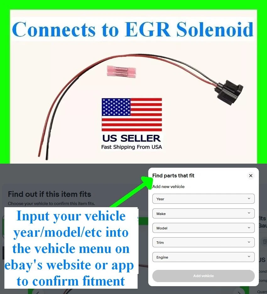 Se adapta a Ford EGR Conector de solenoide de recirculación de gases de escape Arnés de enchufe de coleta Foto 1 de 1