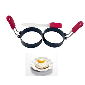 2Pcs Non-Stick Fried Egg Shaper Pancake Ring Mold Cooking Tool Egg Cooker Rings - Picture 1 of 13