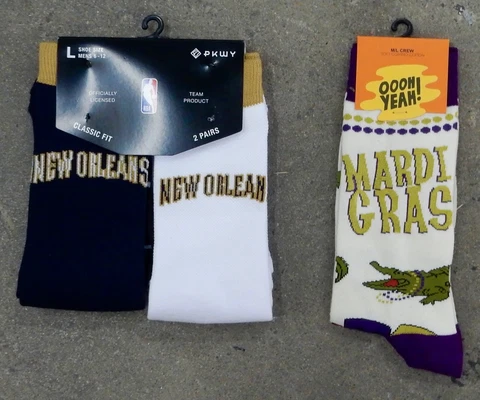3 Pack NBA New Orleans Pelicans Socks Jersey Zion Home & Away Mardi Gras Gift Cover