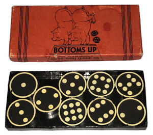 Antique 1935 BOTTOMS UP The Easy Dice Game Game With Instructions Dated 1935