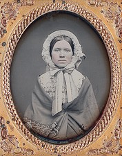 Pretty Young Woman Wearing Bonnet Wrapped In Shawl 1/9 Plate Daguerreotype H472