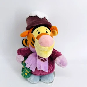 WALT DISNEY WINNIE THE POOH CHRISTMAS TIGGER TOP HAT SNOWFLAKE COAT WREATH PLUSH - Picture 1 of 15