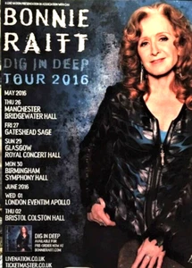 Bonnie Raitt Dig In Deep Tour 2016 Magazine Ad UK Manchester Glasgow Birmingham - Picture 1 of 2