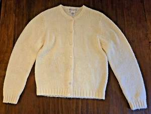 Peck & Peck Womens M Long Sleeve Cardigan/Sweater Ivory Button Front - Picture 1 of 8