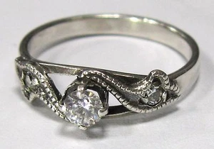 Vintage RING SILBER 875 Stern Größe 6,25 - 6,5 weißer Stein UdSSR - Bild 1 von 12