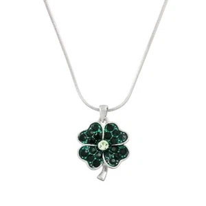 Shamrock Necklace Four Leaf Clover St. Patrick's Day 4 Leaf Clover Jewelry SLVR - Picture 1 of 2