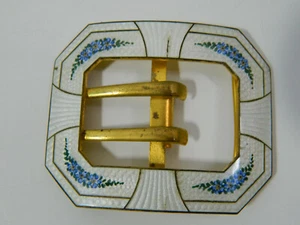Jugendstil Gürtelschnalle Guilloche Emaille 1890 - 1920 - Bild 1 von 7