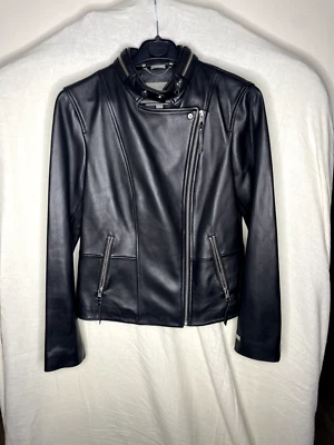 Chaqueta de moto Soia and Kyo Gigi delgada de cuero negra Foto 1 de 4