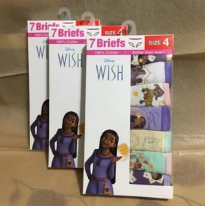 3 X Disney Wish 7 Pack Girls Panties Briefs 100% Cotton Size 4 NEW - Picture 1 of 4